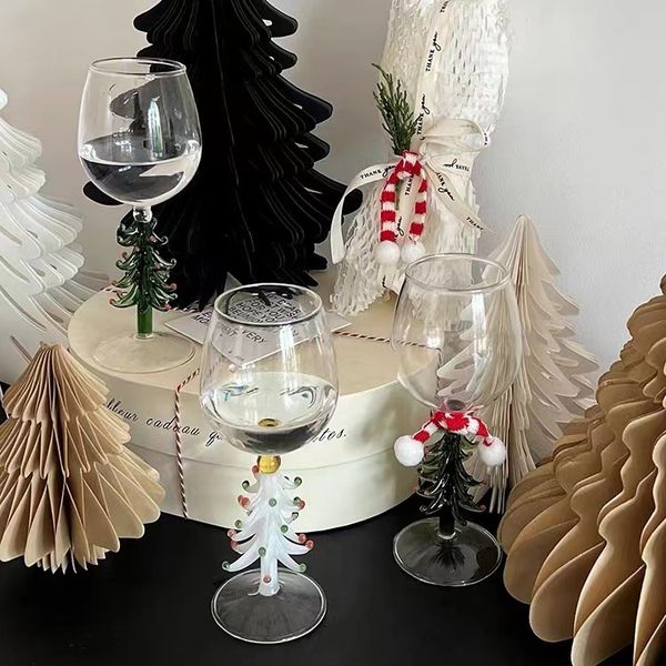 Tasses cadeaux créatives en verre d'arbre de noël tridimensionnel faites à la main pour les amis cadeaux du nouvel an
