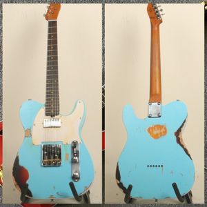 Le matériel chromé pour guitare électrique TL Blue Vintage Relic fabriqué à la main peut être personnalisable