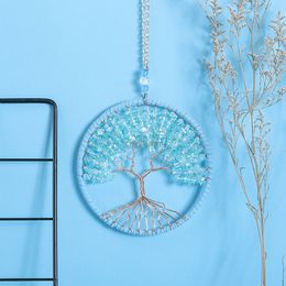 Handgemaakte boom van het leven thuis decor muur hang droomvanger kerst ornament decoratie blauw paars