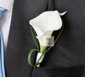 Fait à la main blanc Calla Lily fleur Corsage marié marié fête de mariage homme boutonnière broche décoration 8411148