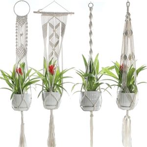 Handgemaakte rieten rattan bloemgroene planter hangende container muurplant mand voor tuin LB89 210712