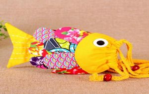 Faire de la main Mignon Cartoon Small Fish DrawString Socch Colorful Kids Gift Cotton Coin Spoil National Style Small Change Mini sac Pho9418794