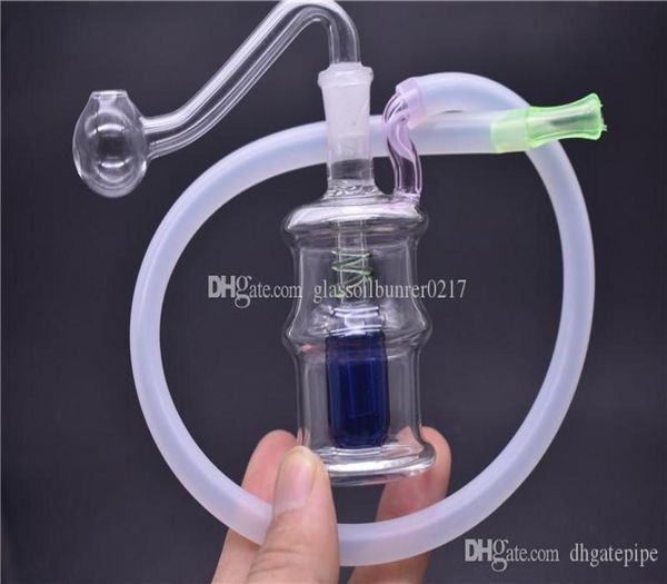 Hand Mini Glass Bong Mini Style Bouteille en verre Pipe d'eau Bubbler Portable Pipe de eau Portable Dab Rigle Mini Beaker Recycler Bong avec Hose4222156