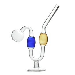 Tuyau de brûleur à mazout à main Tuyaux d'eau en verre portables Serpentine Bent Type épais Pyrex Downstem Rig Rond de petits tubes de barboteur de tabac en verre pour fumer Accessoires Cadeau