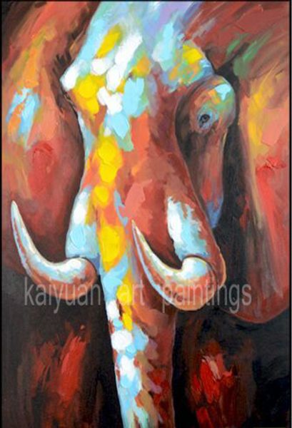 Peint à la main Animal Toile Peinture Éléphant Image Art mural pour la décoration de la maison Pas de cadre Support Drop Shipping