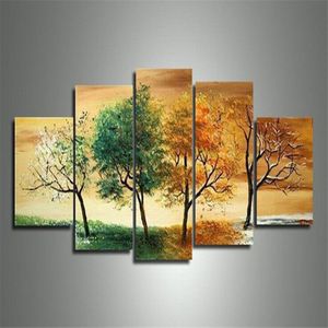 Art peint à la main Printemps été automne et hiver quatre saisons Art paysager 5 pcs ensemble Peinture de paysage abstrait moderne sur le ca2835