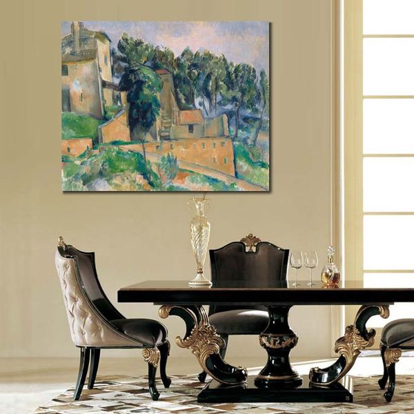 Peint à la main paysage impressionniste toile Art la maison à Bellevue Paul Cézanne peinture décor de Restaurant moderne