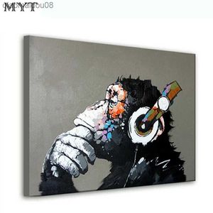 Peinture à l'huile peinte à la main sur la toile gorille décoration animale mural art salon décoration image sans cadre l230704