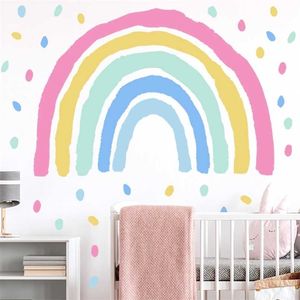 Handgeschilderde Rainbow Muurstickers Voor Kinderen Meisjes Kinderkamers Wall Decor Verwijderbare PVC Muurstickers Woondecoratie Wallpapers 211124