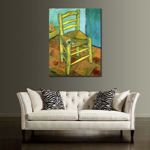 Lienzo texturizado pintado a mano Van Goghs Chair 1889 Vincent Van Gogh Painting Still Life Dining Room Decor