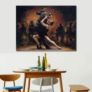 Peint à la main texturé figuratif toile Art danse Couple le romantisme des danseurs peinture à l'huile oeuvre pour chambre d'enfant