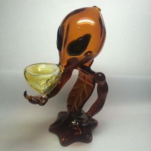 Alien glazen pijpen glas rookpijp waterleidingen 18 cm hoogte groen g vlek rookpijpen bongwatervrije verzending