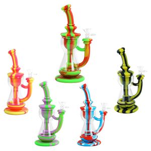 Siliconenbuizen Glas Bong Pipe Roken Bongs Hookah Dab Rigs Draagbare Unbreakable met een kleine kom voor droog kruid