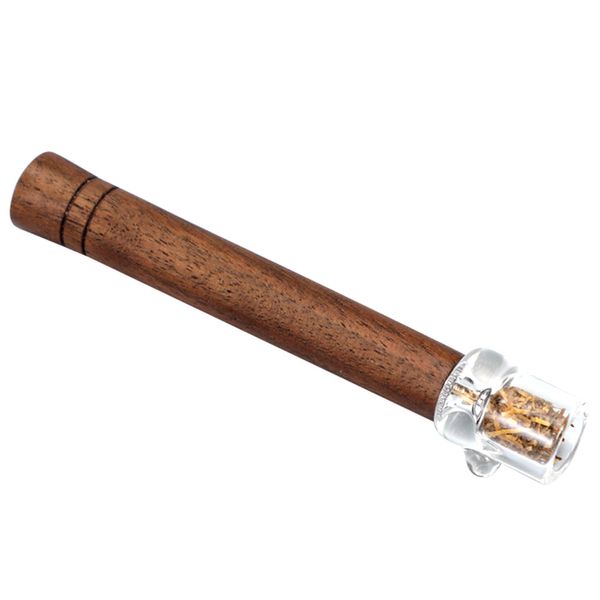 Pipes à fumer YHS Pipe à main Style long en bois avec buse d'aspiration en verre résistant aux hautes températures