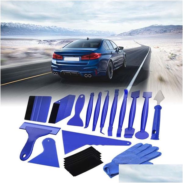 Accesorios de herramientas eléctricas de mano 21 unids Portátil Fieltro Borde Squeegee Coches Vinilo Wrap Aplicación Calcomanía Rascador Limpieza Coche Cepillo Herramientas Drop Otjzb