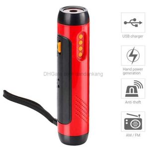 Hand Powered Generator Crank Dynamo zaklamp Zaklamp Radio Usb Telefoon Oplader Outdoor Emergency Survival Kits Draagbare AM FM Weer Radio Power Bank Led Lamp