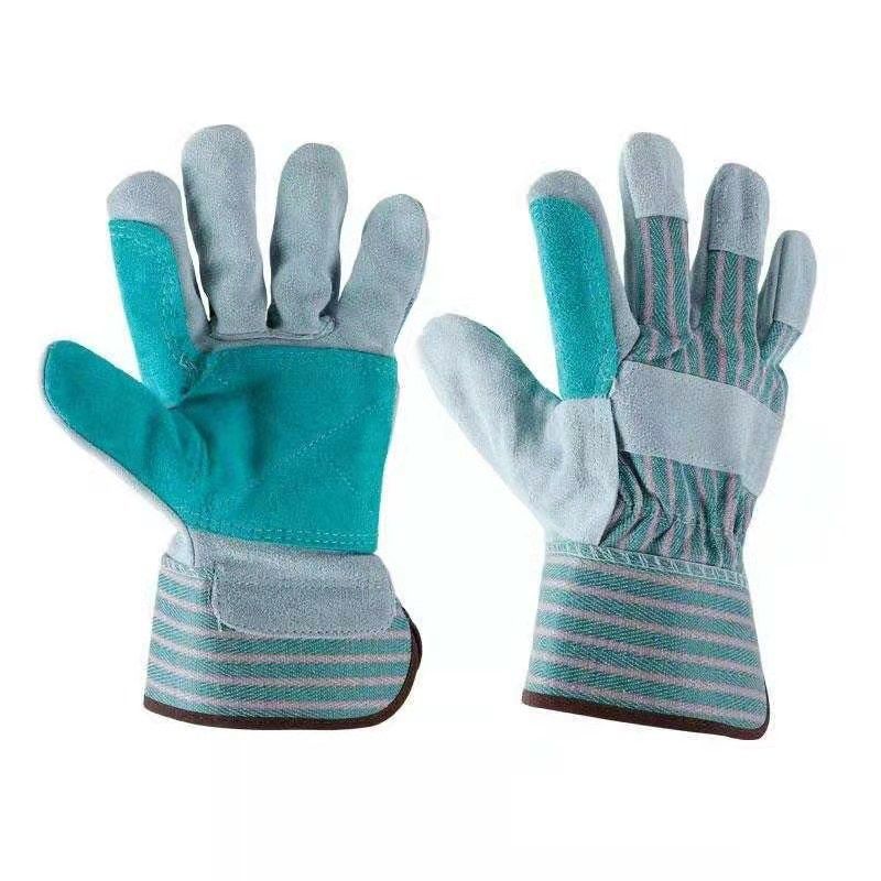 Hand protection customized gardening electric welding heat resistant leather gloves two-layer leather hot spot