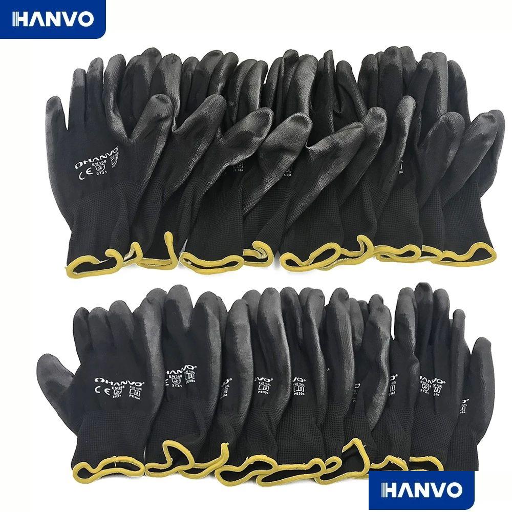 Hand Protection Wholesale Work Gloves Pu Coated Nitrile Safety Glove For Mechanic Working Nylon Cotton Palm Ce En388 Oem Drop Delive Dhszd