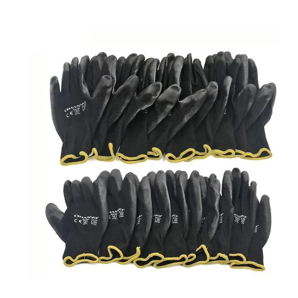 Gants de travail de Protection des mains, gants de sécurité flexibles en Nitrile enduits de PU pour le travail mécanique, paume en coton et Nylon CE EN388 OEM BJ