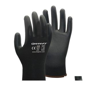 Handbescherming Werkhandschoenen PU Coated Nitrile Safety Glove voor monteur Working Nylon Cotton Palm Drop Delivery Office School Busine DH1WW