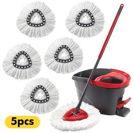 Hand Push Veegmachines 5 stks Huishoudelijke Spons Fiber Mop Hoofd Refill Vervanging Huis Schoonmaken Tool Microfiber Vloer 360 Spin zonder Emmer 230617