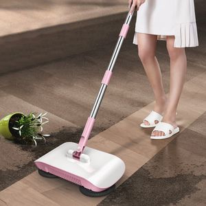 Hand Push Sweepers hand push robot bezem en blikborstel luie set thuis vloerreiniging 360 roteren vuilnisman roze veegmachine schepbezems 230613