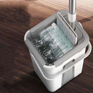 Balayeuses à main Mop Magic Floor Squeeze Squeeze Vadrouille avec seau plat rotatif pour laver le sol de la maison nettoyant facile 230919