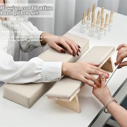 Hand Rests Angnya massief hout afgeschuinde nail art hand kussenset manicure tafel hand kussen kussen houder arm rust nail art stand 2pcs kit 230519