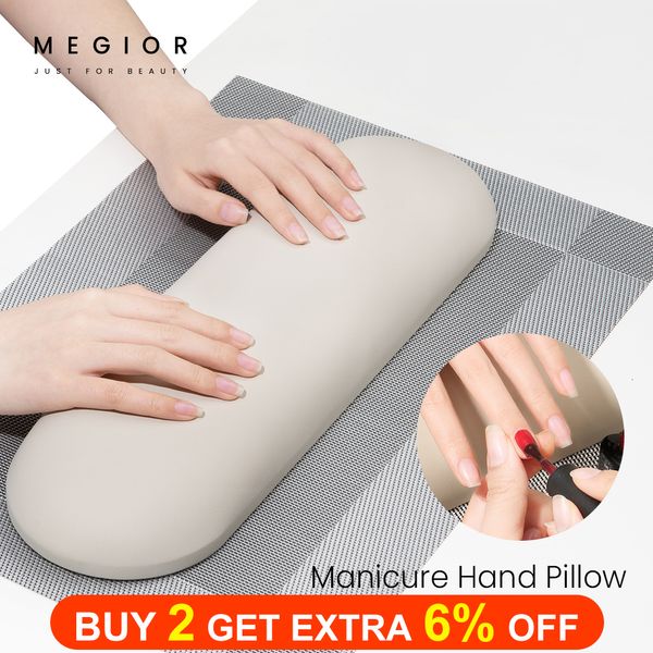 Reposamanos MEGIOR 4 colores PU mano suave reposamanos mesa de manicura PVC mano almohada cojín reposabrazos manicura almohada salón herramientas 230804