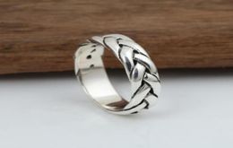 Hand Retro Thai Silver Ring Real 925 Bijoux en argent sterling pour hommes et femmes ANNEL8814227