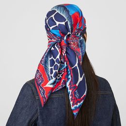 Handgerolde Rand Zijden Vierkante Sjaal Top Vrouwen Dubbelzijdig Satijnen Sjaals Giraffe Dier Vintage Hoofd Hals Sjaals Shawl244S