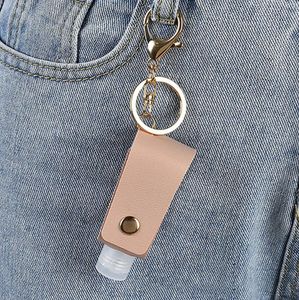 Hand Sanitisator Lederen Koon Key Chain Holder Refilleerbare reis Flip Cap Fles herbruikbare containers Accessoires met sleutelhangerdrager