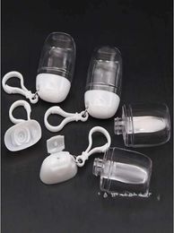 Bouteille en plastique de désinfectant pour les mains 30 ml bouteilles transparentes à crochet rabattable compact joli pot portable étudiant voyage à l'extérieur porte-clés 1 1479154