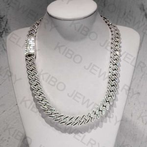 Handinstelling Iced Out 18 mm Miami Sterling zilveren stokbrood Moissanite Cubaanse schakelketting