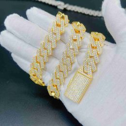 Hand -instelling Miami Cuban Link Chain Hip Hop Jewelry Silver D Color VVS Moissanite Diamond Fashion 925 Men ketting