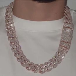 Réglage de la main Miami Vvs Moisanite Cubaine Chaîne 925 Silver 4rows Iced Out Hiphop 20mm Moisanite Cuban Link Chain