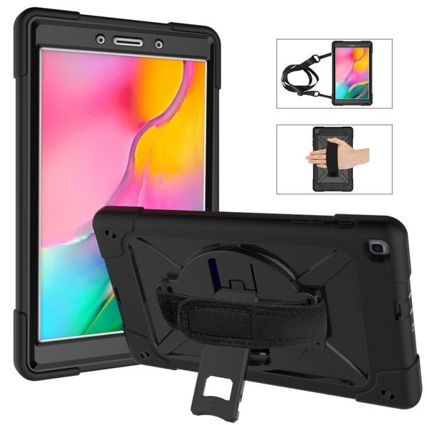 Étui à bandoulière pour Samsung Galaxy Tab A 8,0 pouces T290/T295, robuste, armure de robot, coque antichoc avec béquille (C)