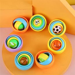 Spinner à main jouet Plastique Métal 3D Spinners Arc-en-ciel Gyro Spinning Rotation universelle Top Eye Finger Jouets pour enfants Cadeau Décompressé Multicouche Motif Aléatoire