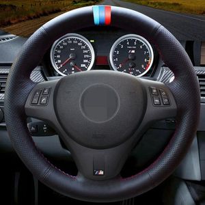 Hand-stitched Black Artificial Leather Car Steering Wheel Cover For BMW M Sport M3 E90 E91 E92 E93 E87 E81 E82 E88 X1 E84260V