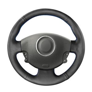 Hand-stitched Black PU Artificial Leather Car Steering Wheel Covers Wrap for Megane 2 2 Grand Scenic Kangoo 2