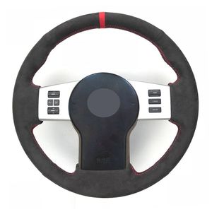 Protector para volante de coche de gamuza negra de fibra de carbono suave cosido a mano para Nissan Xterra/Pathfinder/Frontier