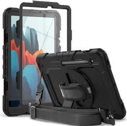 Correa de mano Correa para el hombro Funda protectora con soporte giratorio para Samsung Galaxy Tab S7 FE 2021/S7 Plus de 12,4 pulgadas (SM-T730/T733/T736/T738/T970/T975/T976/T978)