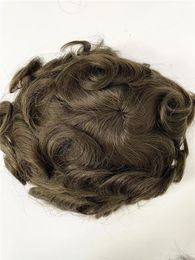 Handgebonden nieuwe Fashin Indian Human Virgin Hair Vervanging #5 32 mm golf Zwitserse kant mannelijke pruiken voor Amerika Blacks Fast Express levering