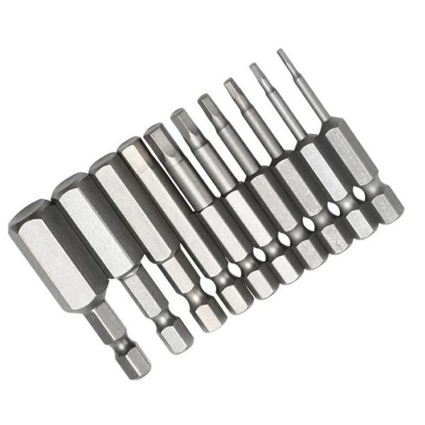 Outils à main 10pcs 1/4 tige hexagonale tournevis à tête magnétique 50mm embouts de tournevis H1.5-H12 clé Allen hexagonale pour outil électrique livraison rapide