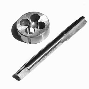 Herramientas manuales 2pcs HSS 3/8-20 Toques de la máquina de flauta recta Tubo derecho y troquel para procesar aluminio de cobre de acero de hierro