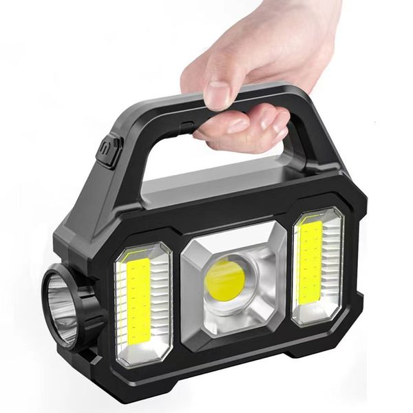 Herramientas de mano 500lm LED Reflector portátil Linterna Impermeable USB Recargable Antorcha Luz Potente Linterna Camping Senderismo Linterna solar 230617