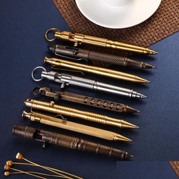 Outils à main Bolt Action Pen Laiton massif Edc Sixedge Pocket Metal Tactique avec recharges et clip Signature Outil d'auto-défense Drop Deli Otkoe