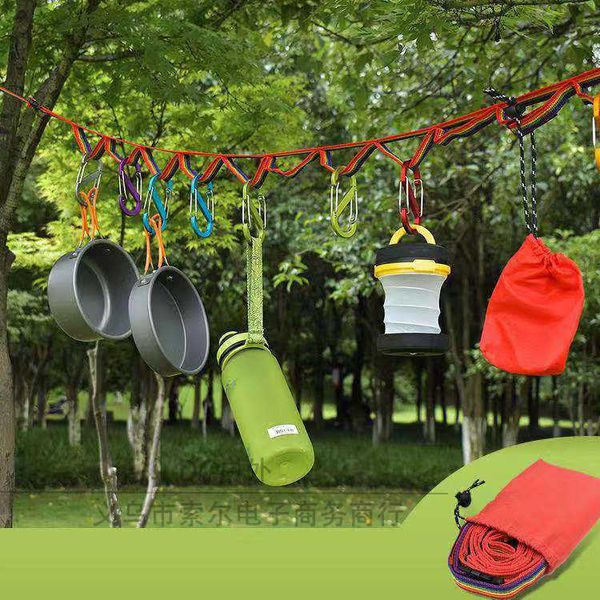 Outils à main Fournitures de camping en plein air Tente colorée Corde suspendue Ligne de vêtements Sac à sangle arc-en-ciel