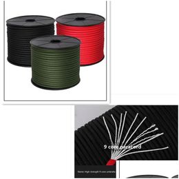 Outils à main Paracord 50m 100m Reel Pack 9 Core de support pour survie parachute corde Lanyard Cam d'escalade de randonnée de randonnée à linge Dhwtm