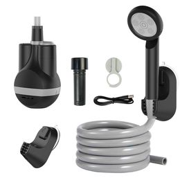 Herramientas de mano Kit de baño portátil para exteriores con cabezal de ducha de acero inoxidable y bomba eléctrica recargable para acampar Senderismo Viajar y lavar autos 230210